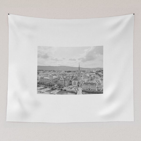 Item preview, Zurich Old Town from Grossmunster Church, Zurich, Switzerland - Black & White #2 designed and sold by ywphotos.