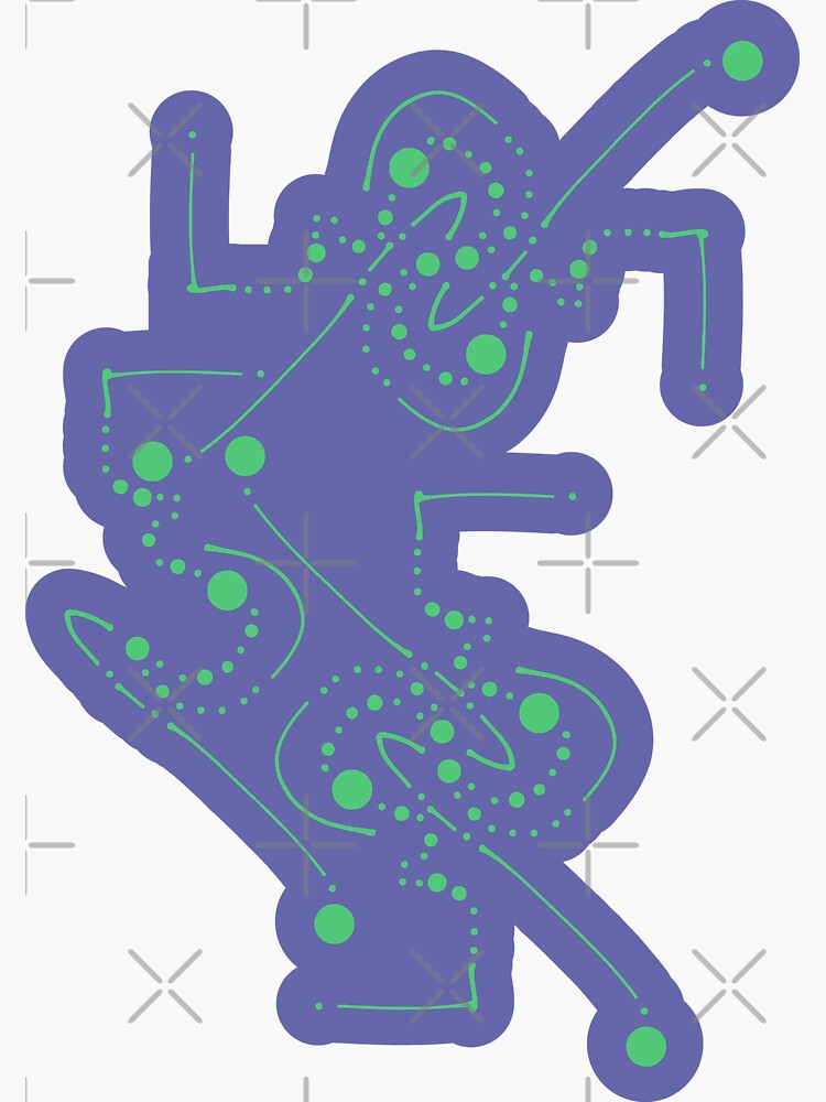 Funky Abstract Circle Walkways Emerald Green on Periwinkle Violet Blue by that5280lady