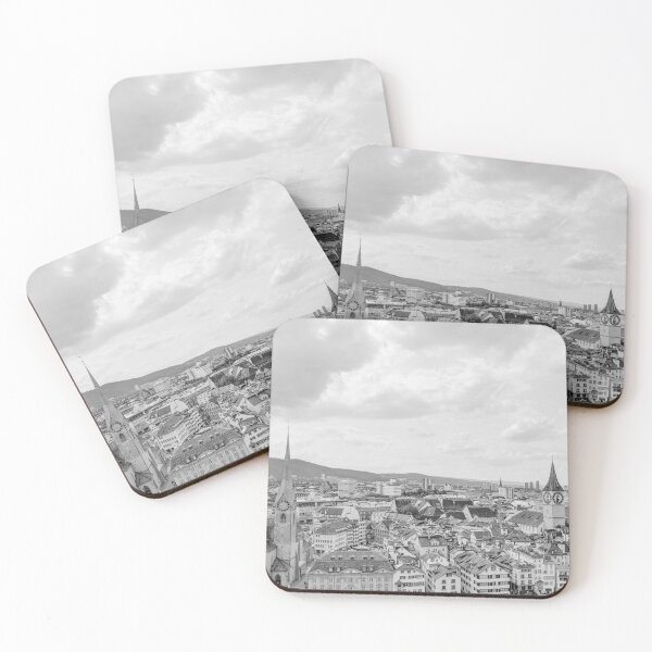 Item preview, Zurich Old Town from Grossmunster Church, Zurich, Switzerland - Black & White #3 designed and sold by ywphotos.