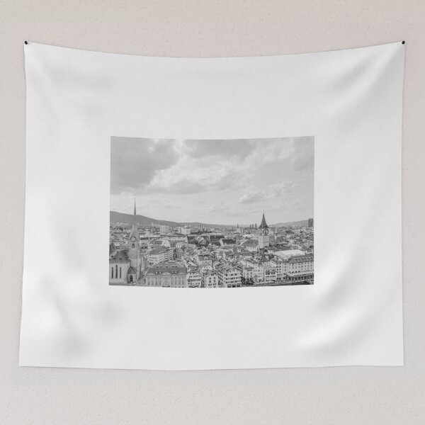 Item preview, Zurich Old Town from Grossmunster Church, Zurich, Switzerland - Black & White #3 designed and sold by ywphotos.