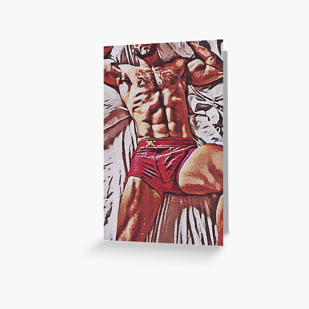Sexy Masculine Hairy Man On The Bed Male Model Male Erotic Nude Male Nude Greeting Card By 3340