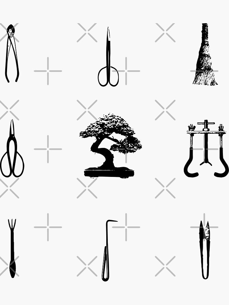 "Bonsai & Tools*" Sticker for Sale by enriqueruckus Redbubble