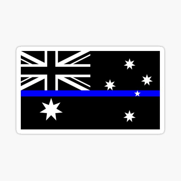 Australian Flag - Thine Blue Line (black and white) Sticker