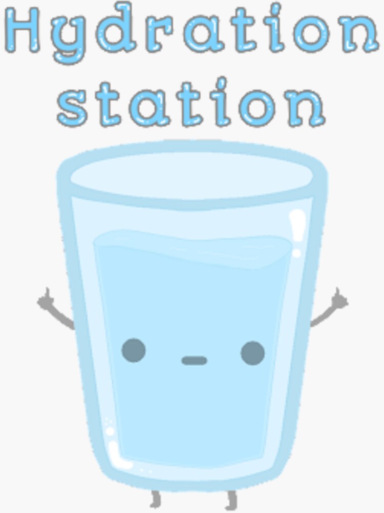 "hydration station water glass" Sticker for Sale by CellArts Redbubble