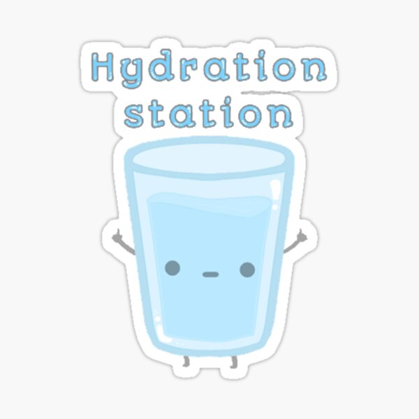 "hydration station water glass" Sticker for Sale by CellArts Redbubble