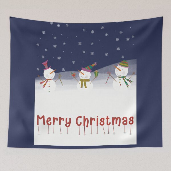 Item preview, Cute wintery landscape with three snowmen in the winternight designed and sold by marina63.