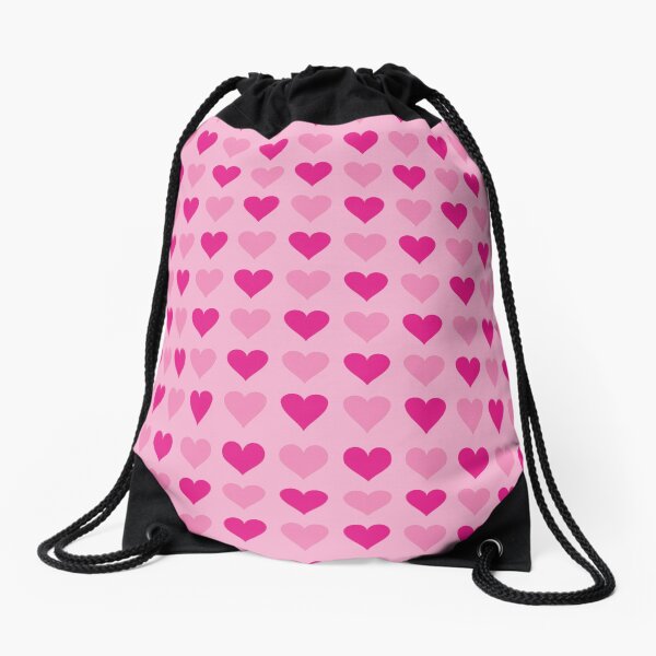 Pink Hearts No. 2 | Heart Pattern | Love Hearts | Patterns | Love | Romance | Valentines Drawstring Bag