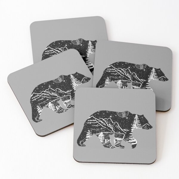 Item preview, Bear silhouette with mountains moon and stars in side of its silhouette designed and sold by player-502.