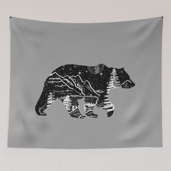 Item preview, Bear silhouette with mountains moon and stars in side of its silhouette designed and sold by player-502.