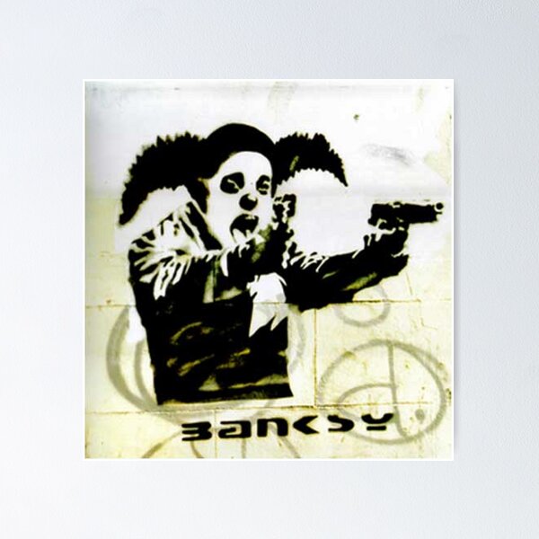 Banksy Gun Toting Clown – Bristol Graffiti Street Art - Pop Art
