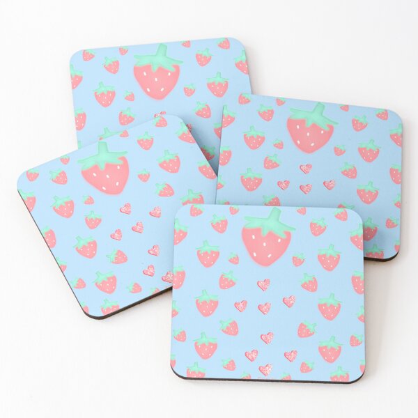 Item preview, Cute strawberry pattern in blue designed and sold by PinksyMarieMC.