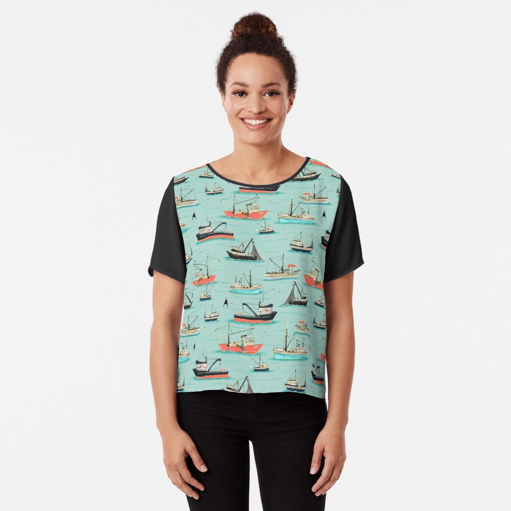 Fishing boats {pink and blue} Graphic T-Shirt for Sale by Katherine Quinn