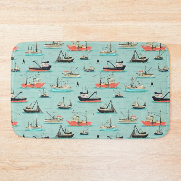 Item preview, Fishing boats {pink and blue} designed and sold by Katherine Quinn Illustration.