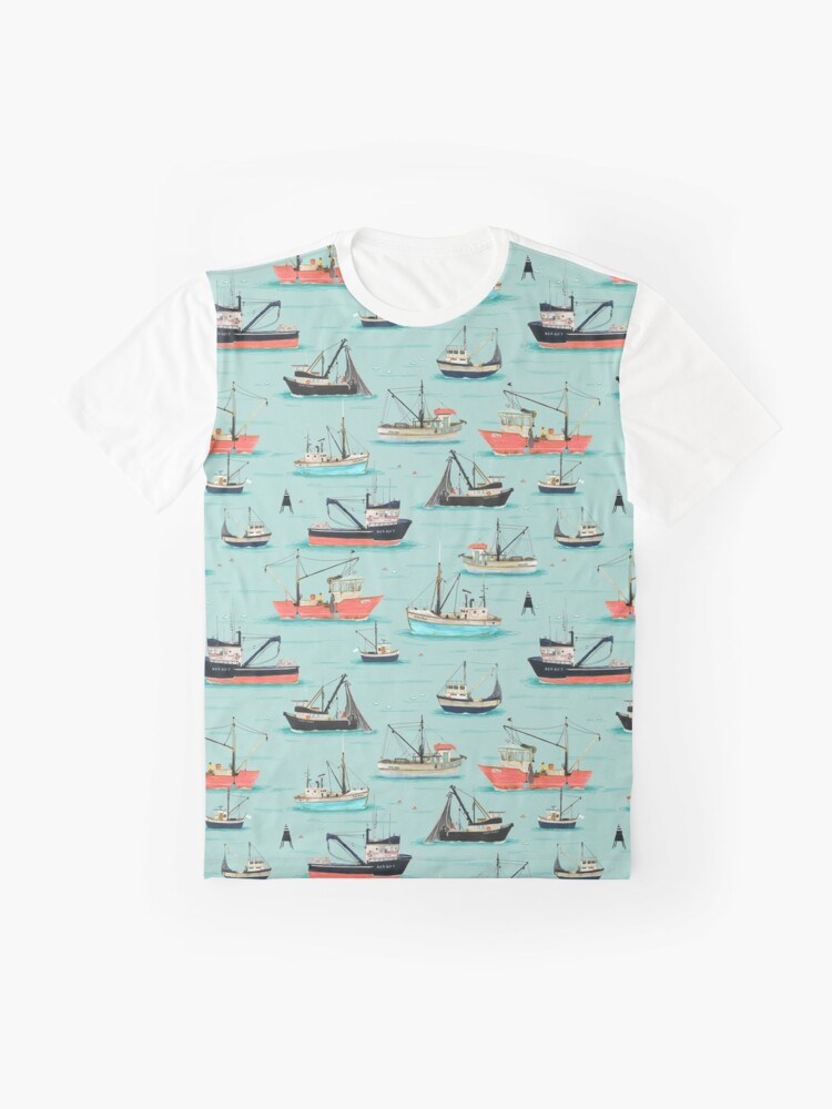 Fishing boats {pink and blue} | Graphic T-Shirt