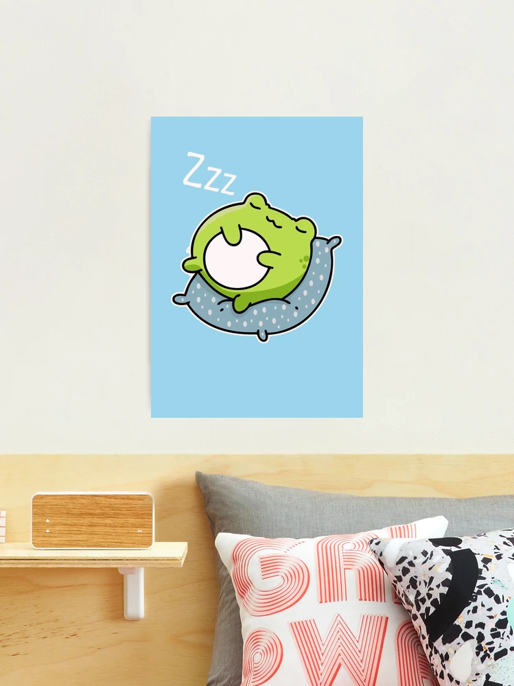 Sleepy Frog / Cute Kawaii Sleeping Frog /Sleepy Frog on a Pillow  Photographic Print for Sale by CoolSkin