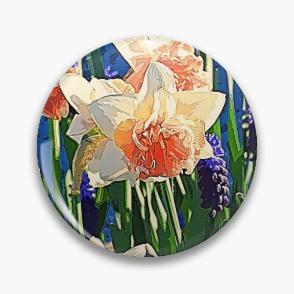 Item preview, Golden Frilly Daffodils and Blue Grape Hyacinths designed and sold by SeaChangeDesign.