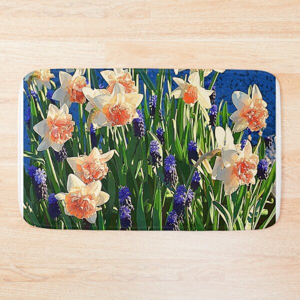 Item preview, Golden Frilly Daffodils and Blue Grape Hyacinths designed and sold by SeaChangeDesign.
