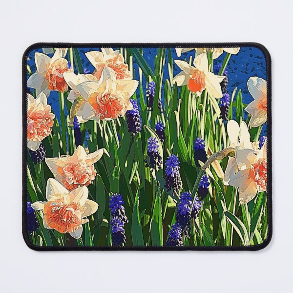 Item preview, Golden Frilly Daffodils and Blue Grape Hyacinths designed and sold by SeaChangeDesign.