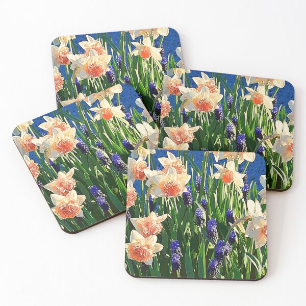 Item preview, Golden Frilly Daffodils and Blue Grape Hyacinths designed and sold by SeaChangeDesign.