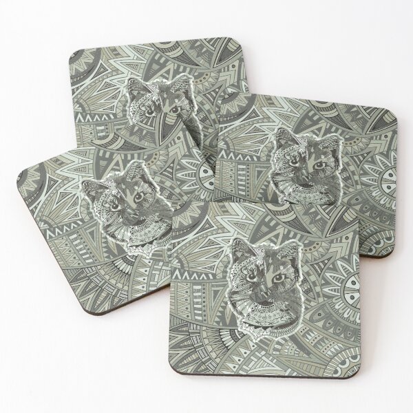 Item preview, Cat Slate Green Zentangle designed and sold by sunnthreads.