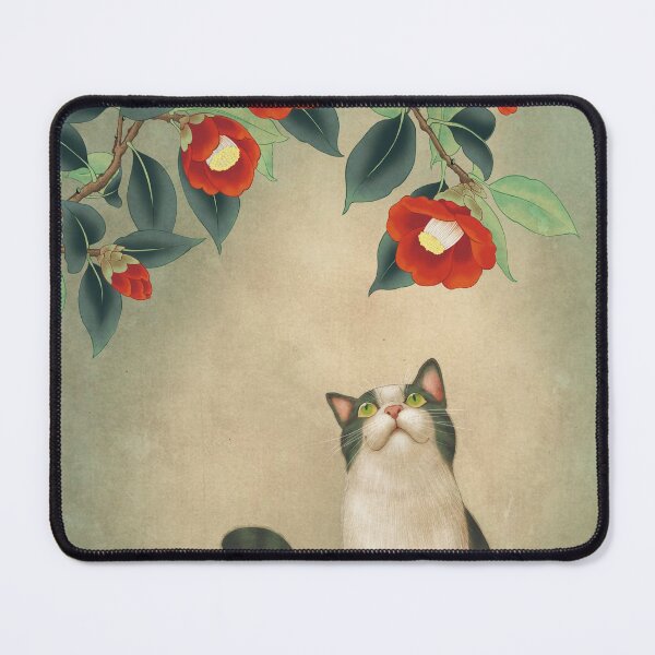 Item preview, Cat and camellia flowers T3 - Minhwa-Korean traditional/folk art designed and sold by minsillust.