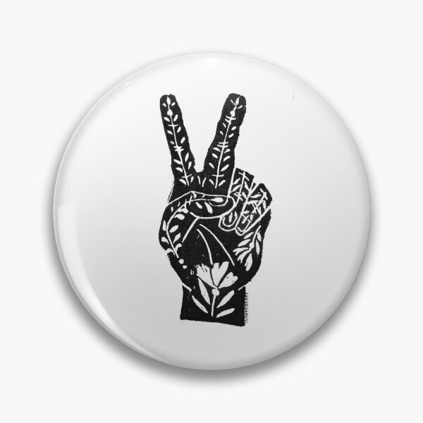 Item preview, Floral Peace Sign Lino Print designed and sold by Brenander.