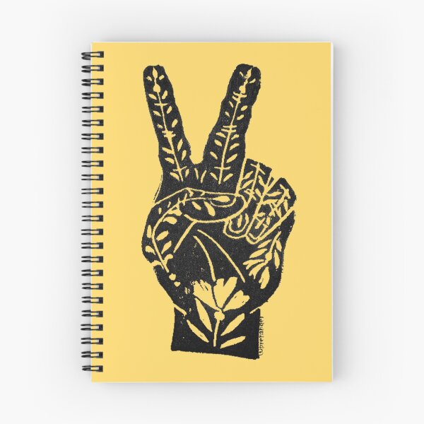 Item preview, Yellow Floral Peace Sign Lino Print designed and sold by Brenander.