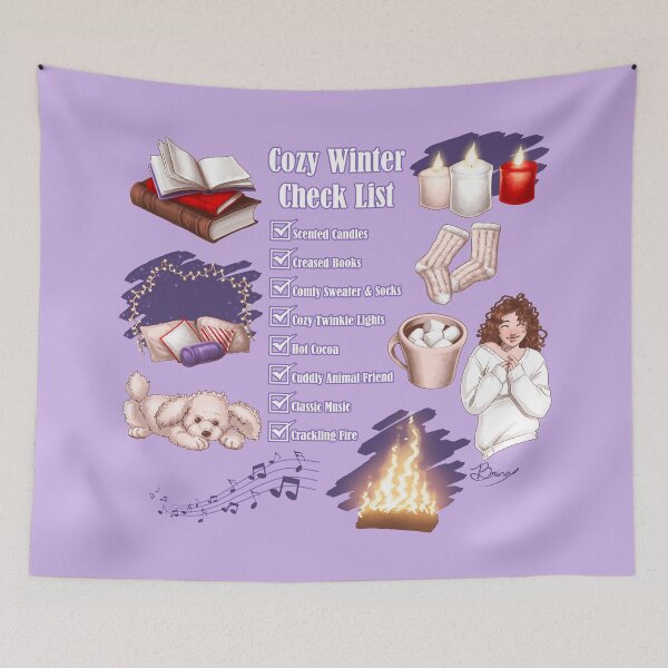 Item preview, Cozy Winter Check List (on purple) designed and sold by Brina Williamson.