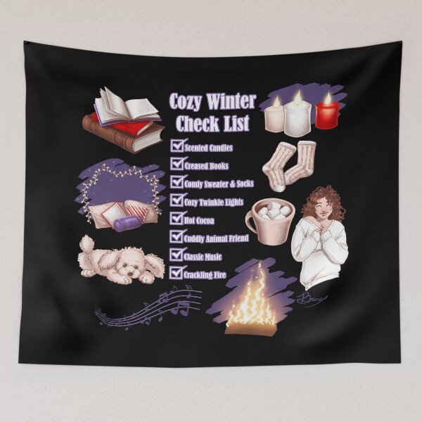 Item preview, Cozy Winter Check List (on black) designed and sold by Brina Williamson.