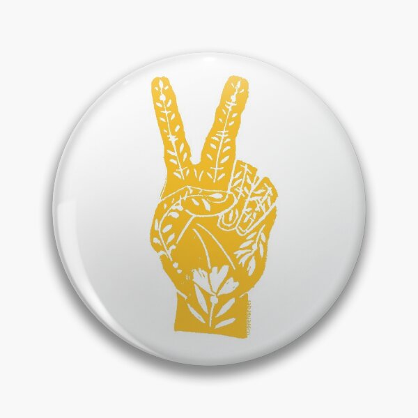 Item preview, Gold Teal Floral Peace Sign Lino Print designed and sold by Brenander.