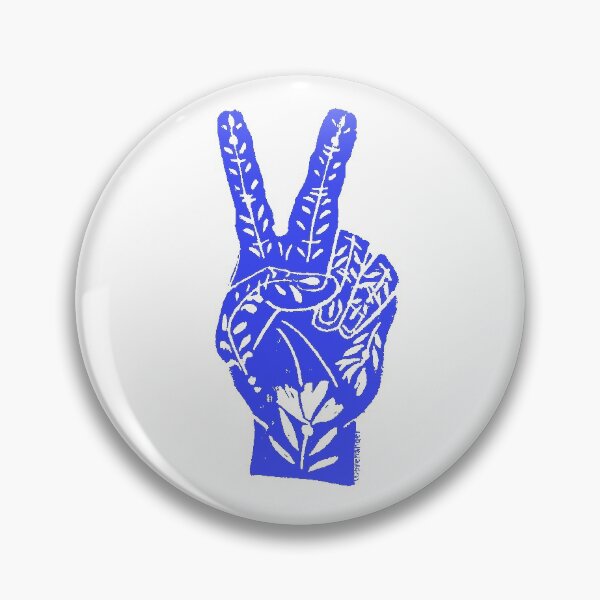 Item preview, Blue Floral Peace Sign Lino Print designed and sold by Brenander.