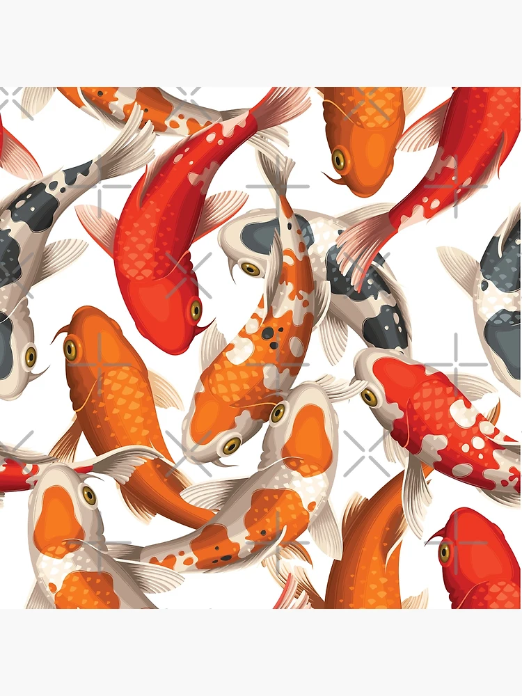Koi Fish Pond Seamless Pattern Art Board Print for Sale by
