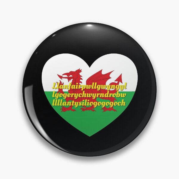 Aperçu de l'œuvre Llanfairpwllgwyngyllgogerychwyrndrobwllllantysiliogogogoch Coeur du drapeau gallois du Pays de Galles - Llanfairpwllgwyngyllgogerychwyrndrobwllllantysiliogogogoch créée et vendue par DPattonPD.