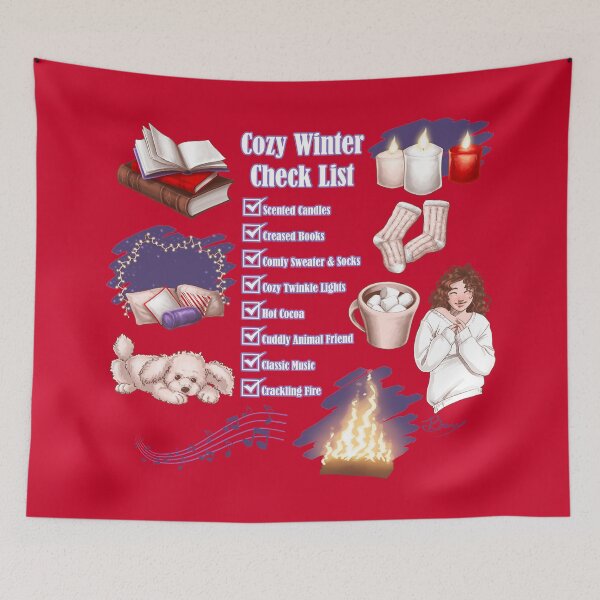 Item preview, Cozy Winter Check List (on red) designed and sold by Brina Williamson.