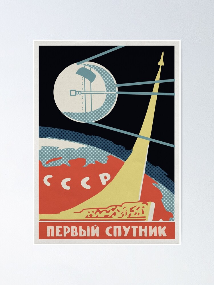 First Sputnik, USSR, 1950s — Soviet vintage space poster