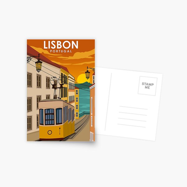 Lisbon Portugal Vintage Minimal Travel Poster Postcard