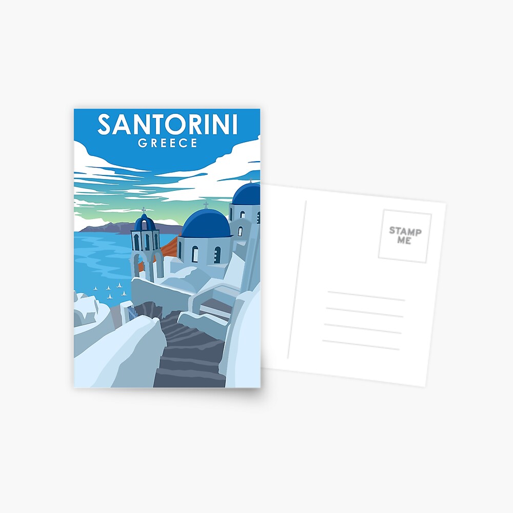 1 X Greeting Card Greece Greek Santorini Holiday Travel - Blank Birthday Celebration Anniversary #8648