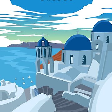 Artwork thumbnail, Santorini Greece Vintage Minimal Travel Poster by Stadify