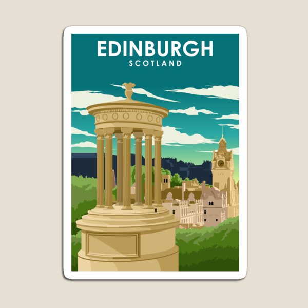 Edinburgh Scotland Vintage Minimal Travel Poster Magnet