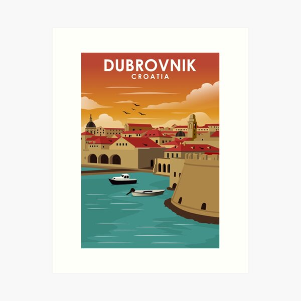 Item preview, Dubrovnik Croatia Vintage Minimal Travel Poster designed and sold by Stadify.