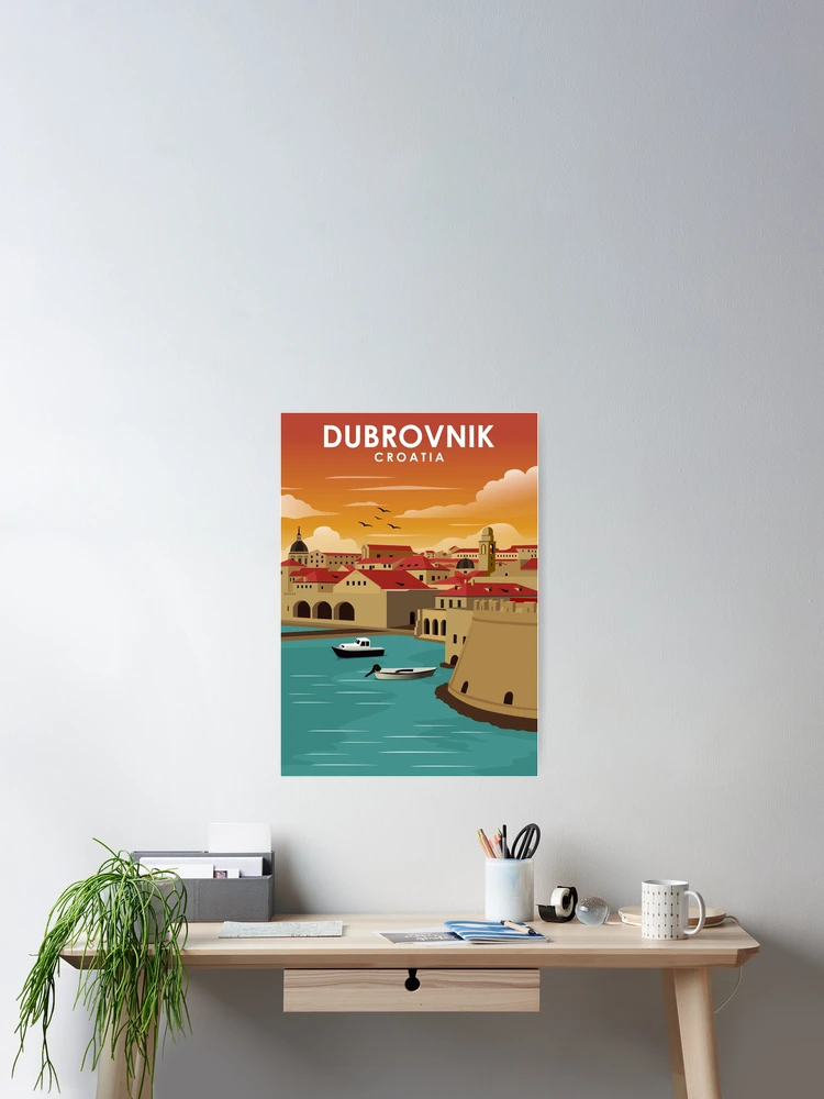 Poster Vintage Dubrovnik Croatie Sur Toile 20x30 Cm - Décoration Murale Voyage Pour Chambre