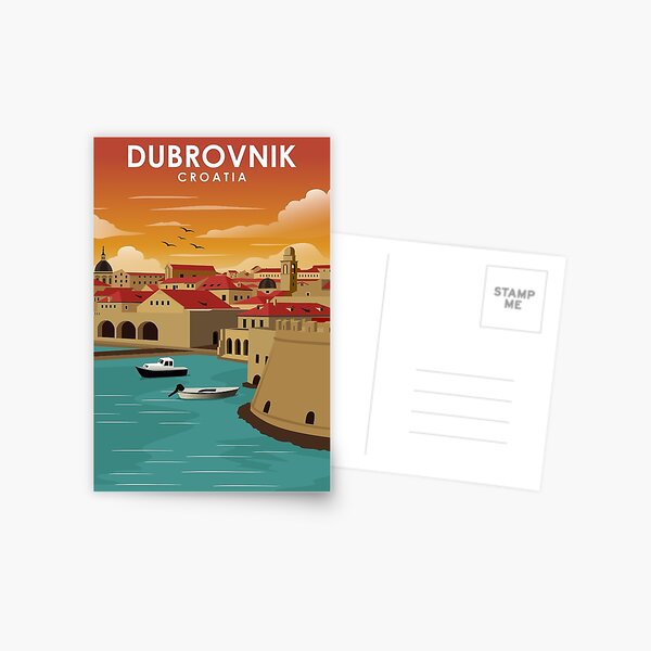 Dubrovnik Kroatien Vintage Minimales Reiseplakat Postkarte