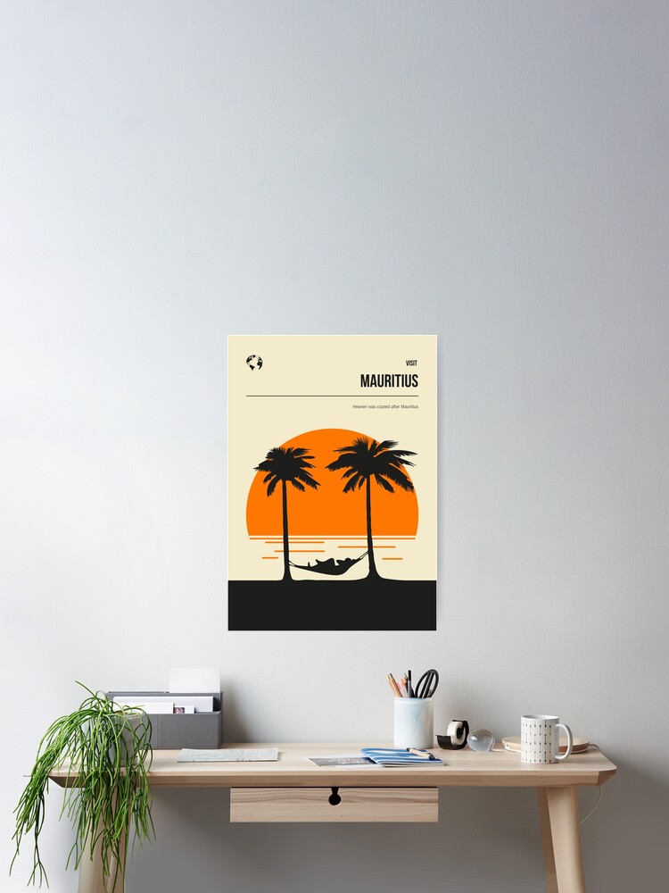 Mauritius Print Flag Mid Century Modern Mauritius Poster 