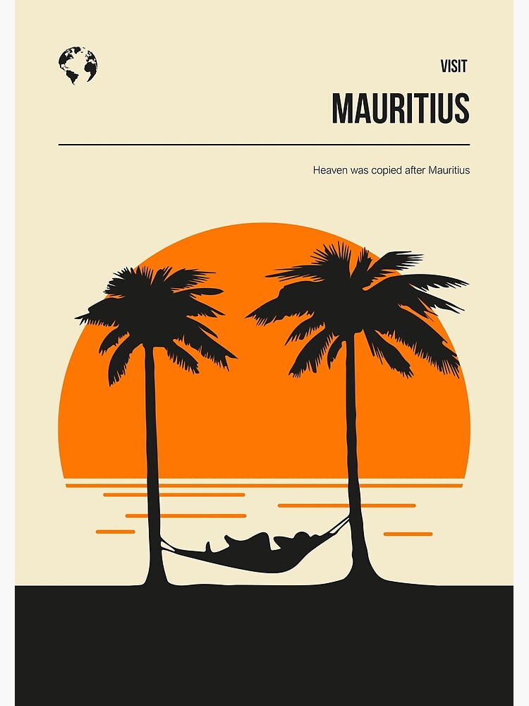 Mauritius Print Flag Mid Century Modern Mauritius Poster 