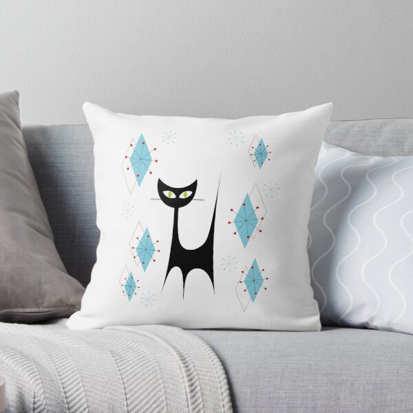 Mid Century Modern Atomic Cat, Christmas Pillow And Insert