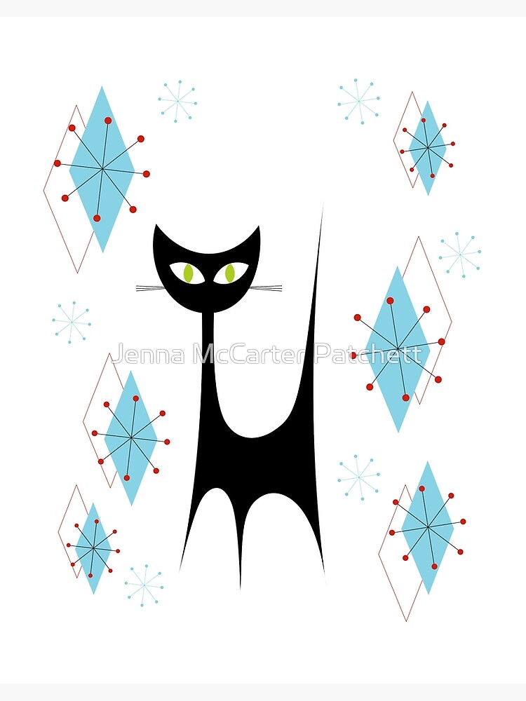 Mid-Century Modern Atomic Cat Art Board Print for Sale by Jenna McCarter  Patchett