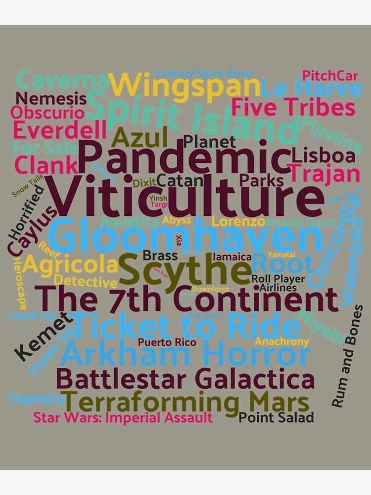 "Board Game Art with Gloomhaven, Terraforming Mars, Wingspan " Poster