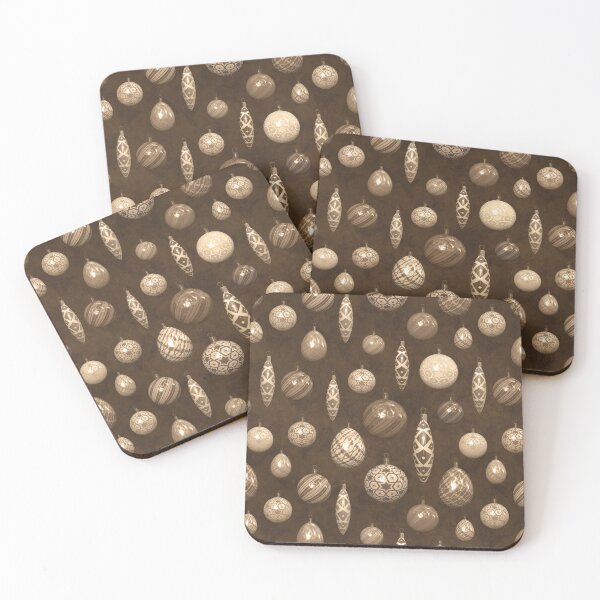 Item preview, Earthy Brown Christmas Baubles on Mottled Paper designed and sold by James-Cole.