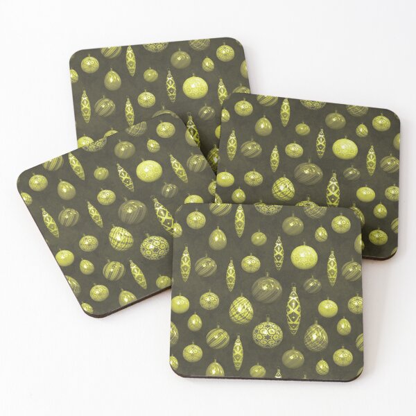 Item preview, Golden Yellow Christmas Baubles on Mottled Paper designed and sold by James-Cole.