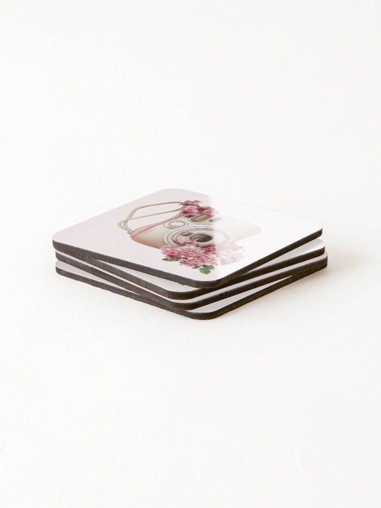 Thumbnail 4 of 5, Coasters (Set of 4), Camera and flowers designed and sold by RinaMDesigns.